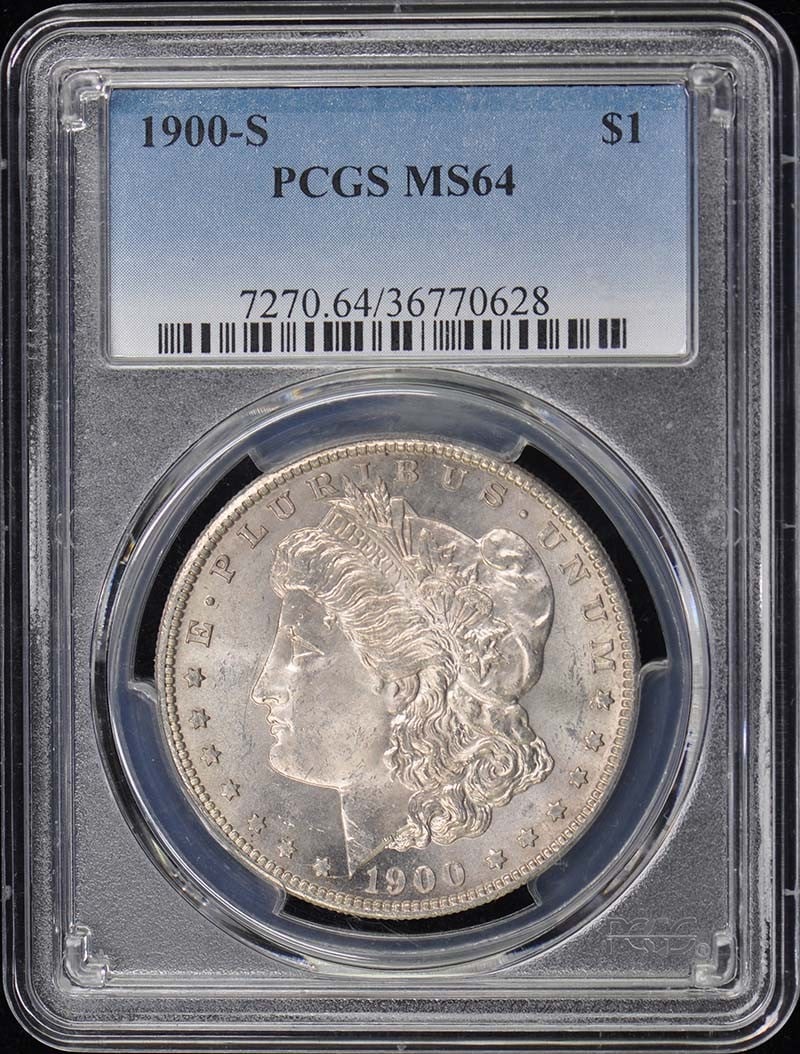 1900-S Morgan Dollar PCGS MS64 Uncirculated San Francisco Coin: 1900-S Morgan Dollar PCGS MS64 Uncirculated San Francisco Coin This 1900-S Morgan Dollar is a stunning piece, certified by PCGS with a grade of MS64, indicating its exceptional quality. Struck in San 