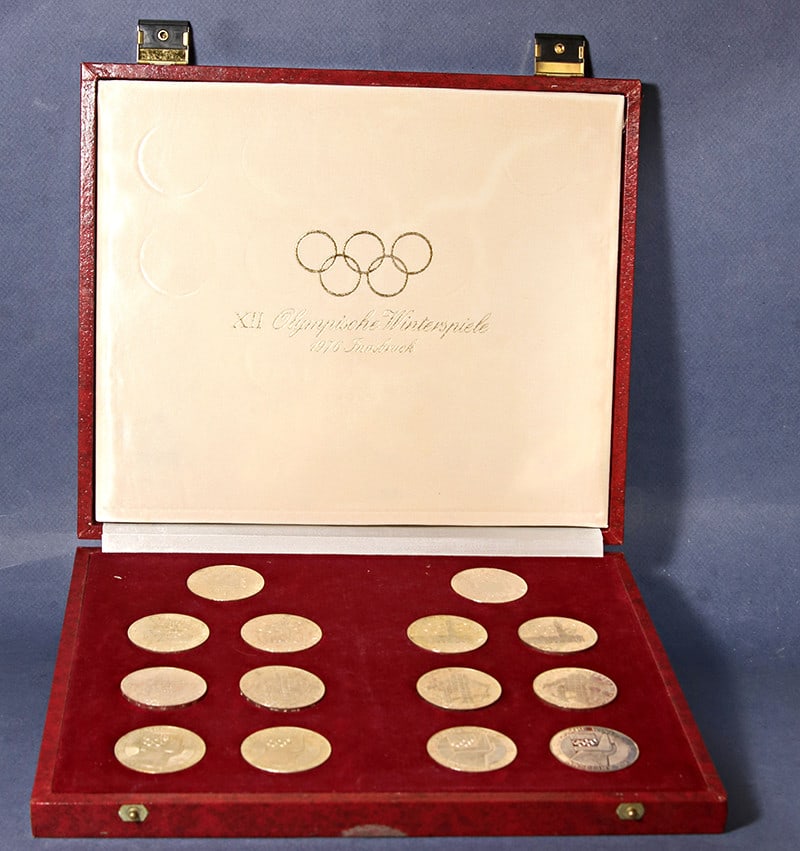 1976 Austria Innsbruck Olympic Silver Commemorative Set 14pcs 6.9 ASW OGP COA (1 of 5)