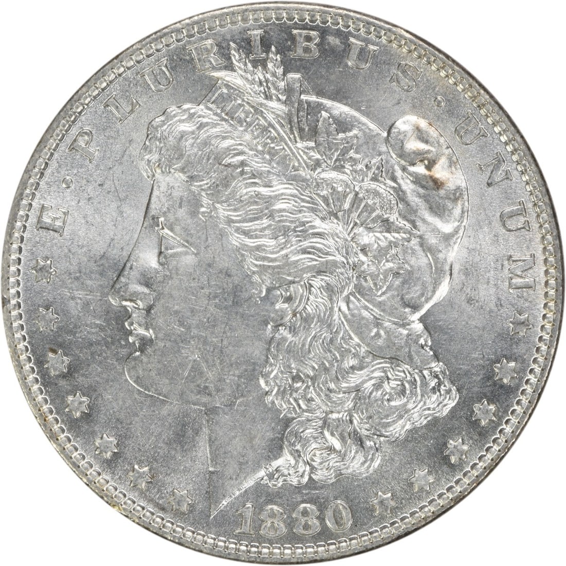 Uncirculated 1880-O Silver Morgan Dollar Brilliant Uncertified US Coin: Uncirculated 1880-O Silver Morgan Dollar Brilliant Uncertified US Coin This is an 1880-O Morgan Silver Dollar from the United States. The coin is uncirculated and has not been certified. It is compose