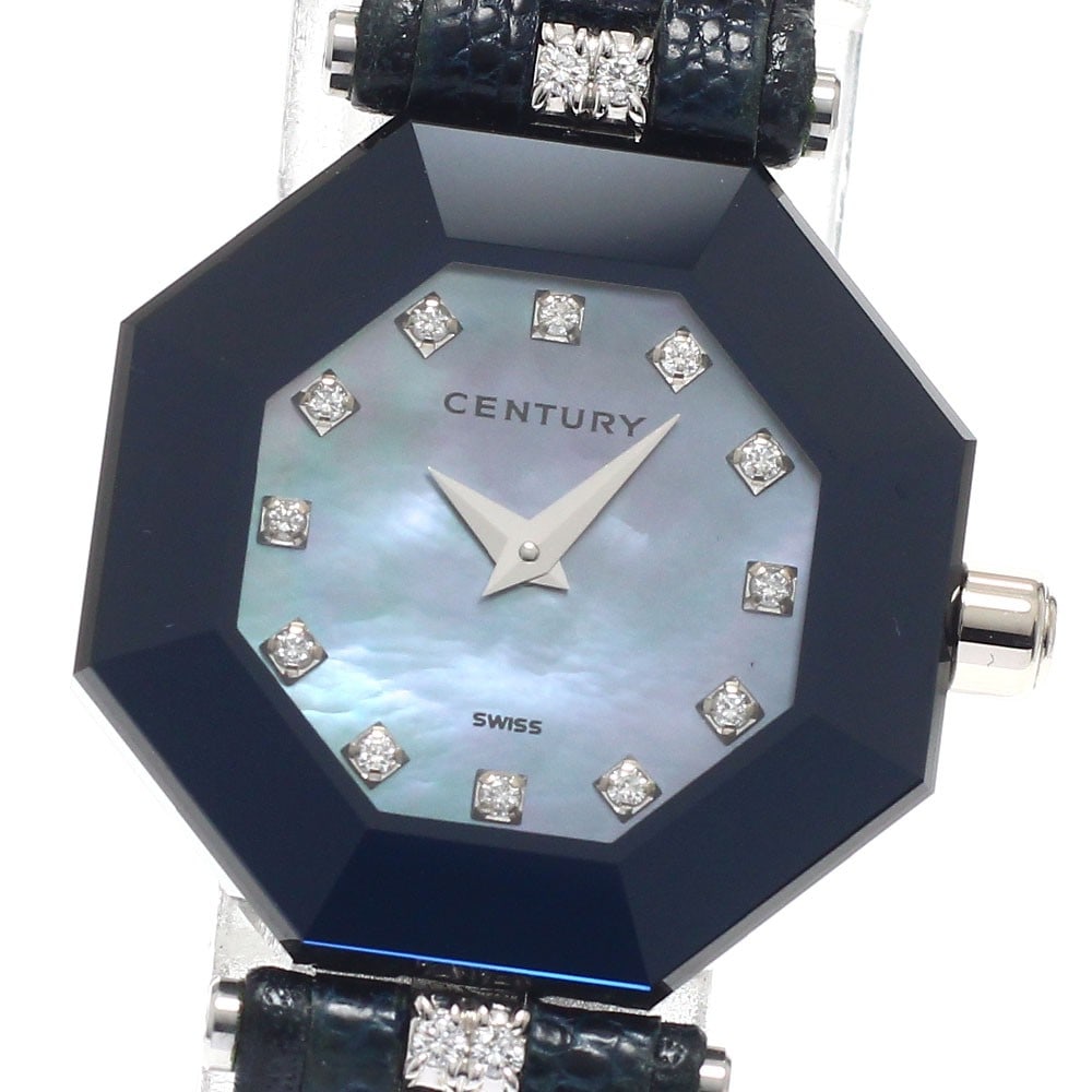 CENTURY Time Gem women's quartz wristwatch K18WG diamond bezel lug accents: CENTURY Time Gem women's quartz wristwatch K18WG diamond bezel lug accents Pre-owned CENTURY Time Gem wristwatch for women with a quartz movement. This watch is identified as model 802.5.S.17.51.TBL a