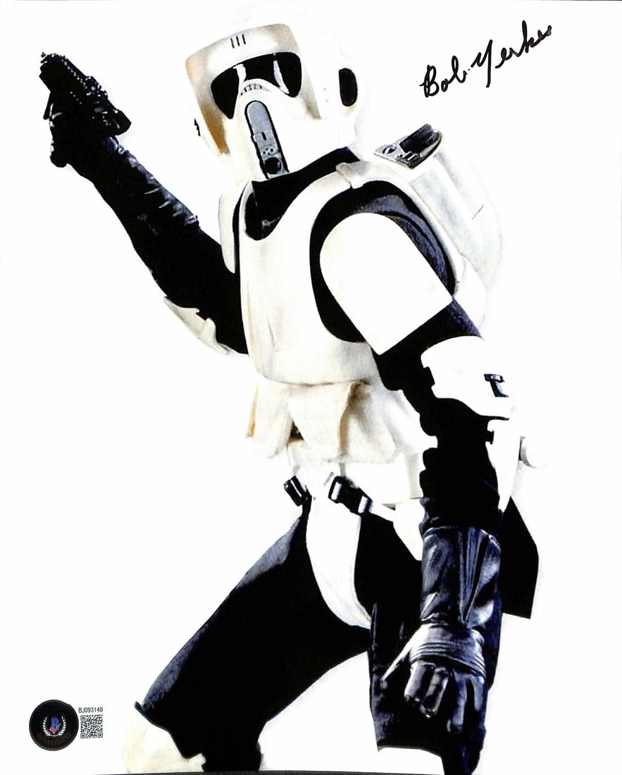 8x10 Star Wars Return of the Jedi Biker Scout Photo Signed by Bob Yerkes Beckett: 8x10 Star Wars Return of the Jedi Biker Scout Photo Signed by Bob Yerkes Beckett This is an 8x10 inch color photograph autographed by Bob Yerkes, who portrayed a Biker Scout in Star Wars: Return of th