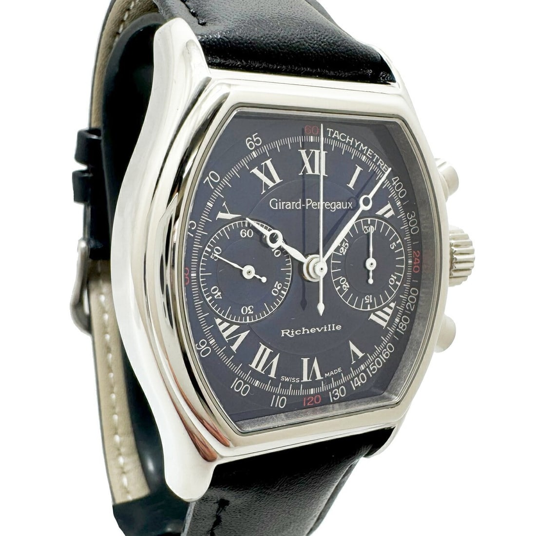 Girard Perregaux Richville 2710 manual wind chronograph watch: Girard Perregaux Richville 2710 manual wind chronograph watch This Girard Perregaux Richeville Chronograph 2710 is a Swiss-made men's wristwatch featuring a manual winding Lemania 1872 movement. The w