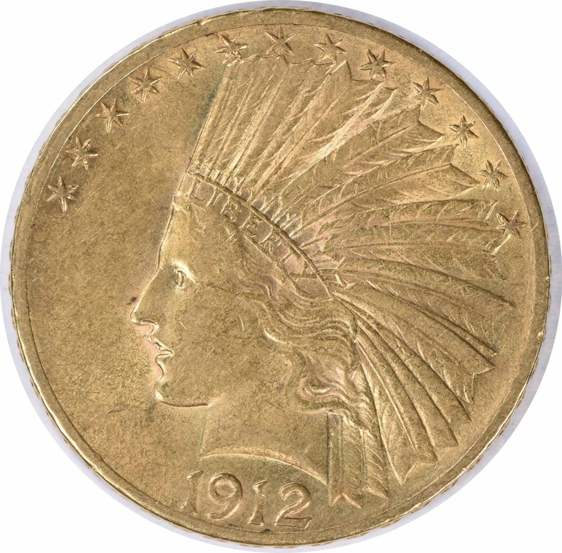 1912 $10 Gold Indian Coin by Augustus Saint Gaudens AU Uncertified: 1912 $10 Gold Indian Coin by Augustus Saint Gaudens AU Uncertified This stunning 1912 $10 Gold Indian coin is a remarkable piece of history, showcasing the exquisite design by Augustus Saint Gaudens. 