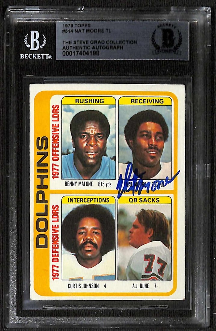 1978 Topps #514 Nat Moore Rookie Card Autographed Beckett Authenticated (1 of 1)