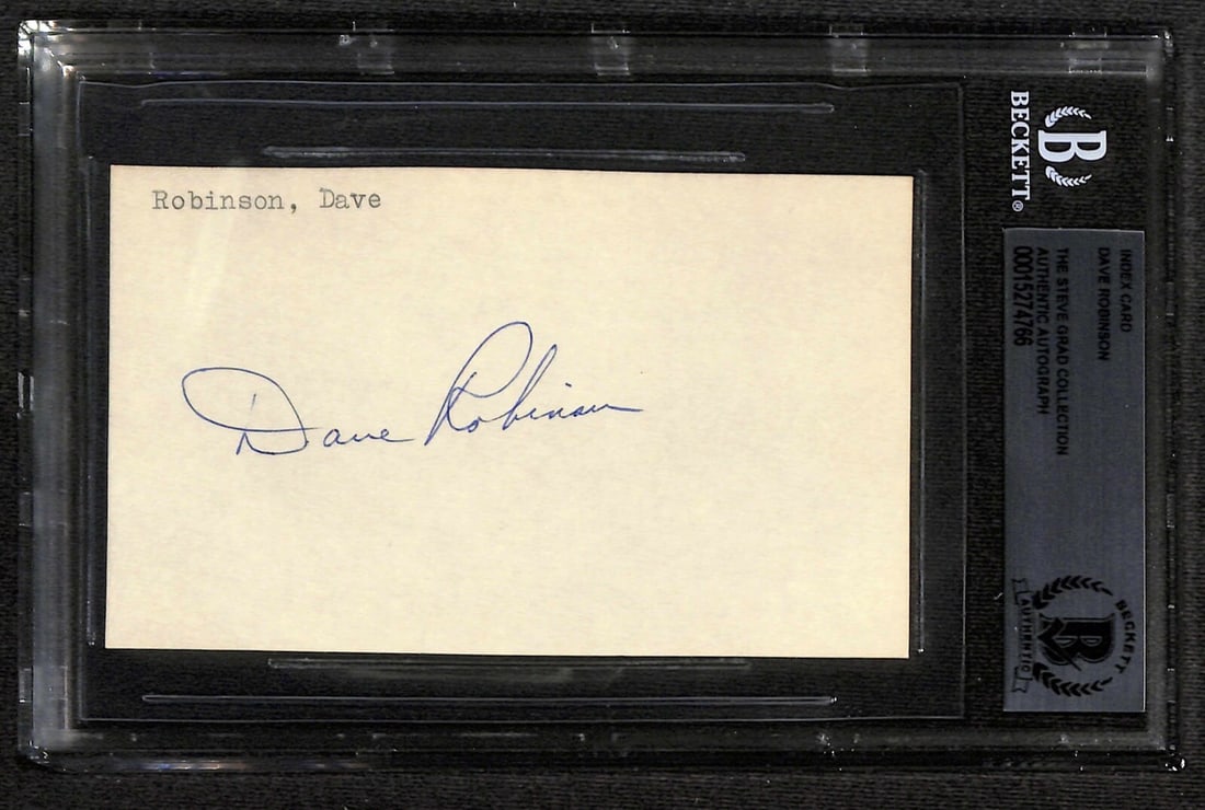 Dave Robinson Signed 3x5 Index Card Beckett Authenticated Packers HOF: Dave Robinson Signed 3x5 Index Card Beckett Authenticated Packers HOF This is a signed 3x5 index card featuring the autograph of Dave Robinson, a Hall of Fame member and former player for the Green Ba