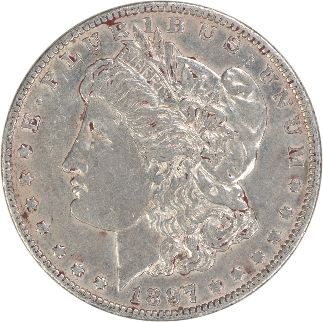 EF 1897 New Orleans Morgan Dollar Uncertified 90% Silver: EF 1897 New Orleans Morgan Dollar Uncertified 90% Silver This 1897-O Morgan Silver Dollar is an extra fine (EF) circulated coin minted in New Orleans. Designed by George T. Morgan, it is composed of 9