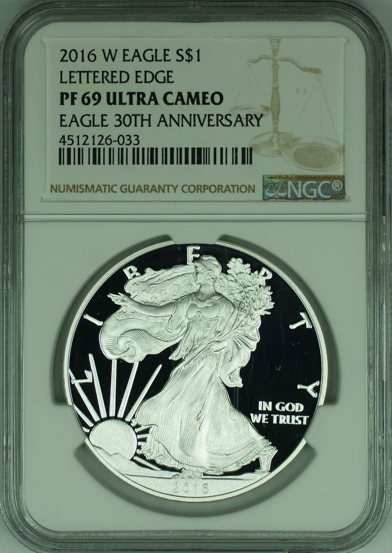 NGC Certified 2016-W Proof Silver Eagle Dollar PF 69 Ultra Cameo (1 of 2)