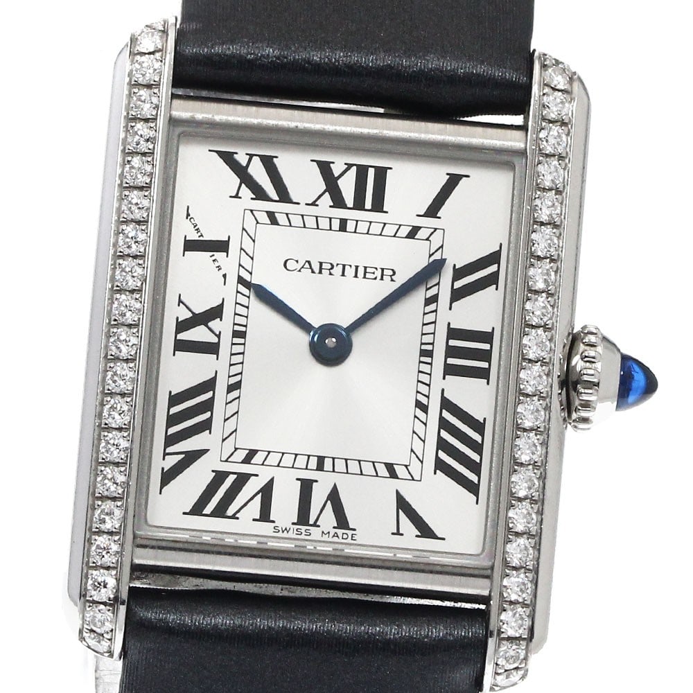 Cartier Tank Must SM Quartz Steel Leather Watch Diamond Bezel: Cartier Tank Must SM Quartz Steel Leather Watch Diamond Bezel This Cartier Tank Must SM W4TA0016 is a sophisticated unisex wristwatch featuring a diamond bezel, stainless steel case, and a leather str