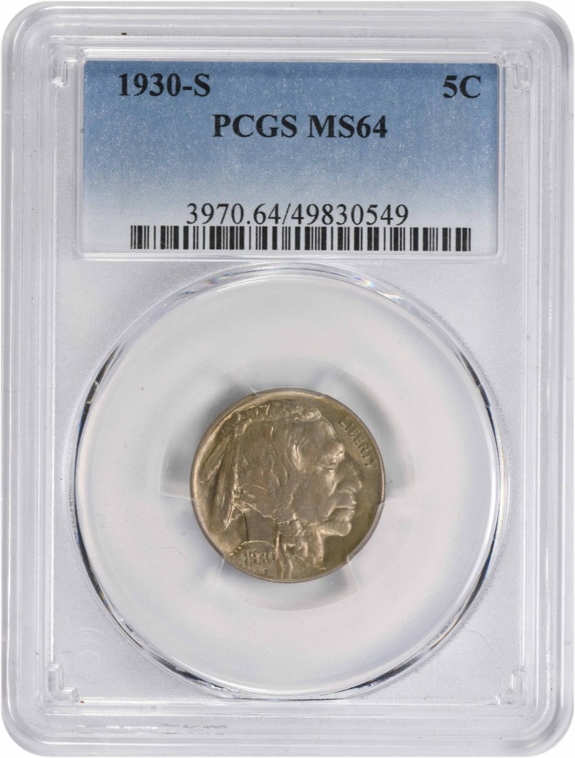 PCGS MS64 1930-S Buffalo 5C Nickel RPM1 (1 of 2)