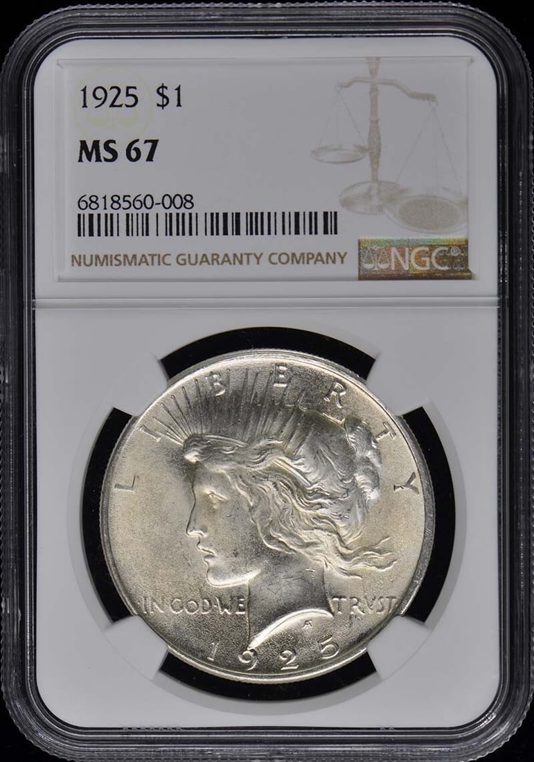 1925 Peace Dollar NGC MS67 Uncirculated Philadelphia Coin (1 of 2)