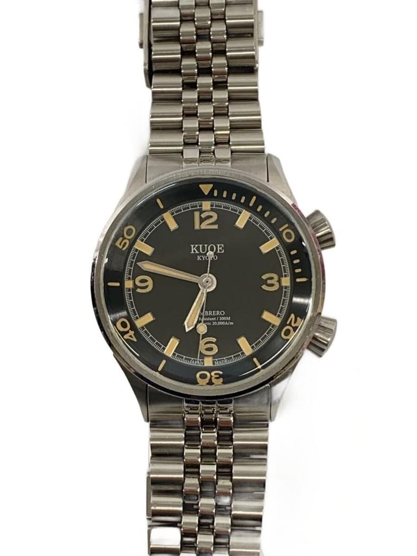 KUOE KYOTO Sombrero Men's Diver Watch Stainless Steel Black Dial: KUOE KYOTO Sombrero Men's Diver Watch Stainless Steel Black Dial This KUOE KYOTO Diver's Watch SOMBRERO 90-011 is a men's wristwatch crafted from stainless steel with a black color scheme. The watch f