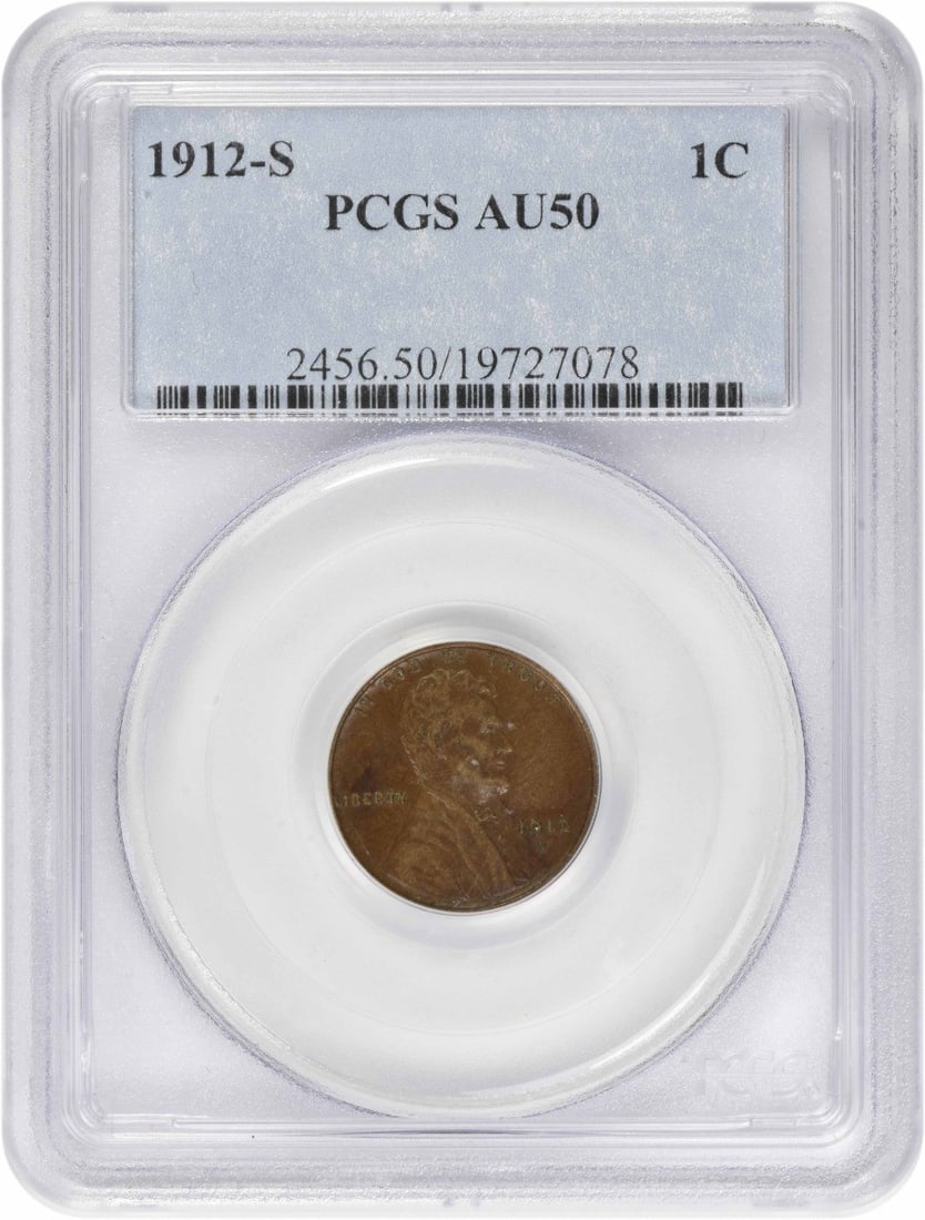 PCGS AU50 1912 S Lincoln Wheat Small Cent (1 of 2)