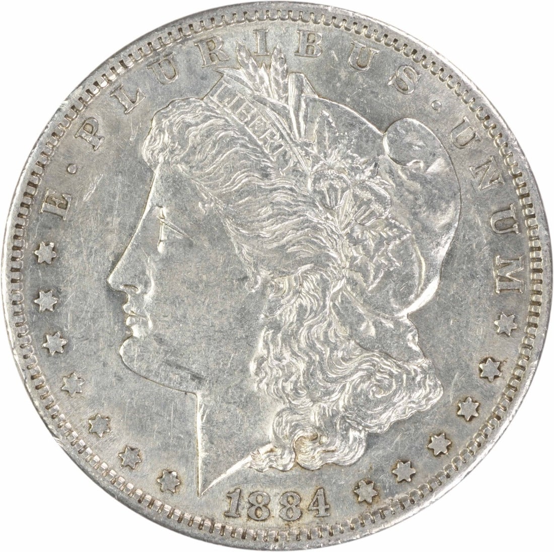 1884 S San Francisco Morgan Dollar AU Uncertified: 1884 S San Francisco Morgan Dollar AU Uncertified This 1884-S Morgan Silver Dollar is an attractive example of the classic coin designed by George T. Morgan. Struck at the San Francisco Mint, this cir
