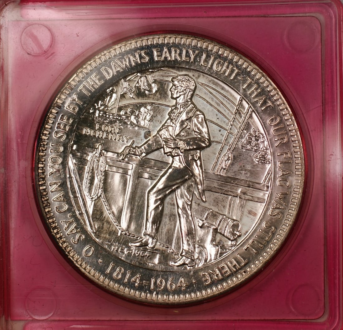 Gem Proof Silver Medal Star Spangled Banner 150th Anniversary 1814-1964: Gem Proof Silver Medal Star Spangled Banner 150th Anniversary 1814-1964 This 1814-1964 Star Spangled Banner 150th Anniversary Gem Proof Silver Medal commemorates a significant milestone in United Stat