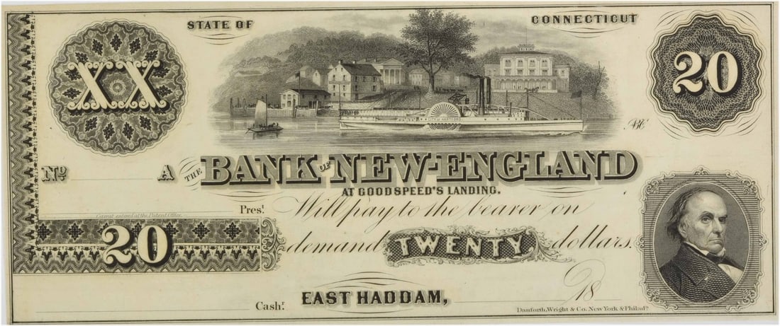 Uncirculated $20 East Haddam Bank Note Connecticut Uncertified (1 of 2)