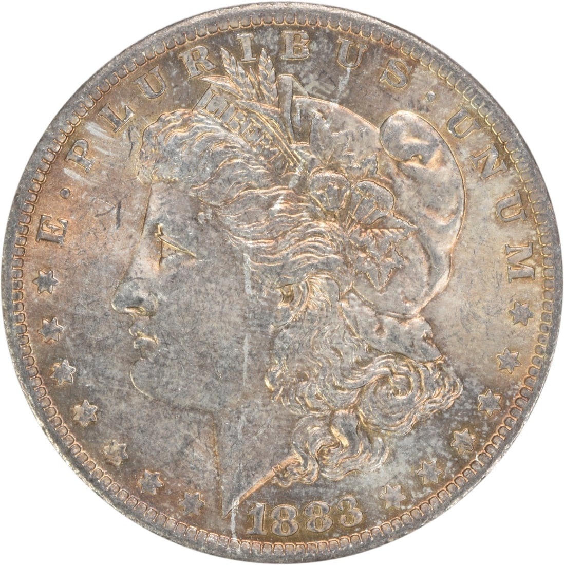 Choice BU 1883-O Morgan Silver Dollar Uncertified Toned Example: Choice BU 1883-O Morgan Silver Dollar Uncertified Toned Example This is an 1883-O Morgan Silver Dollar featuring a beautiful toned finish. The coin is uncirculated and in Choice Brilliant Uncirculated