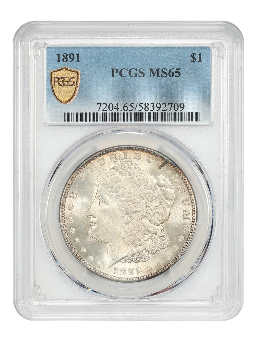 1891 Morgan Dollar $1 PCGS MS65 Philadelphia Better Date: 1891 Morgan Dollar $1 PCGS MS65 Philadelphia Better Date An 1891 Morgan Dollar from the Philadelphia Mint, certified by PCGS as MS65. Described as a better Philadelphia Mint issue, it is especially to