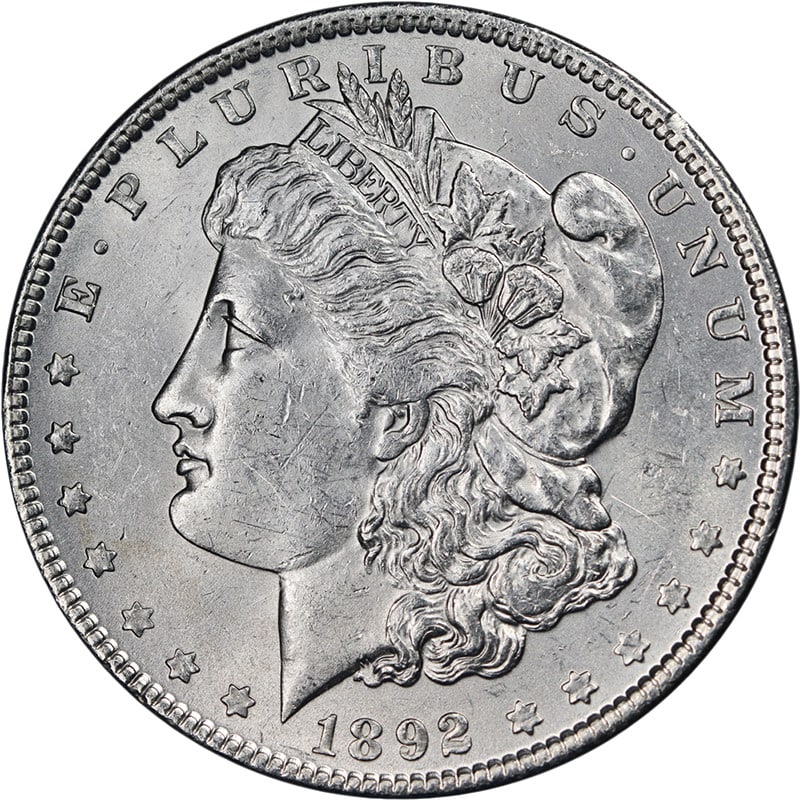 1892 P Morgan Silver Dollar Blast White BU (1 of 2)