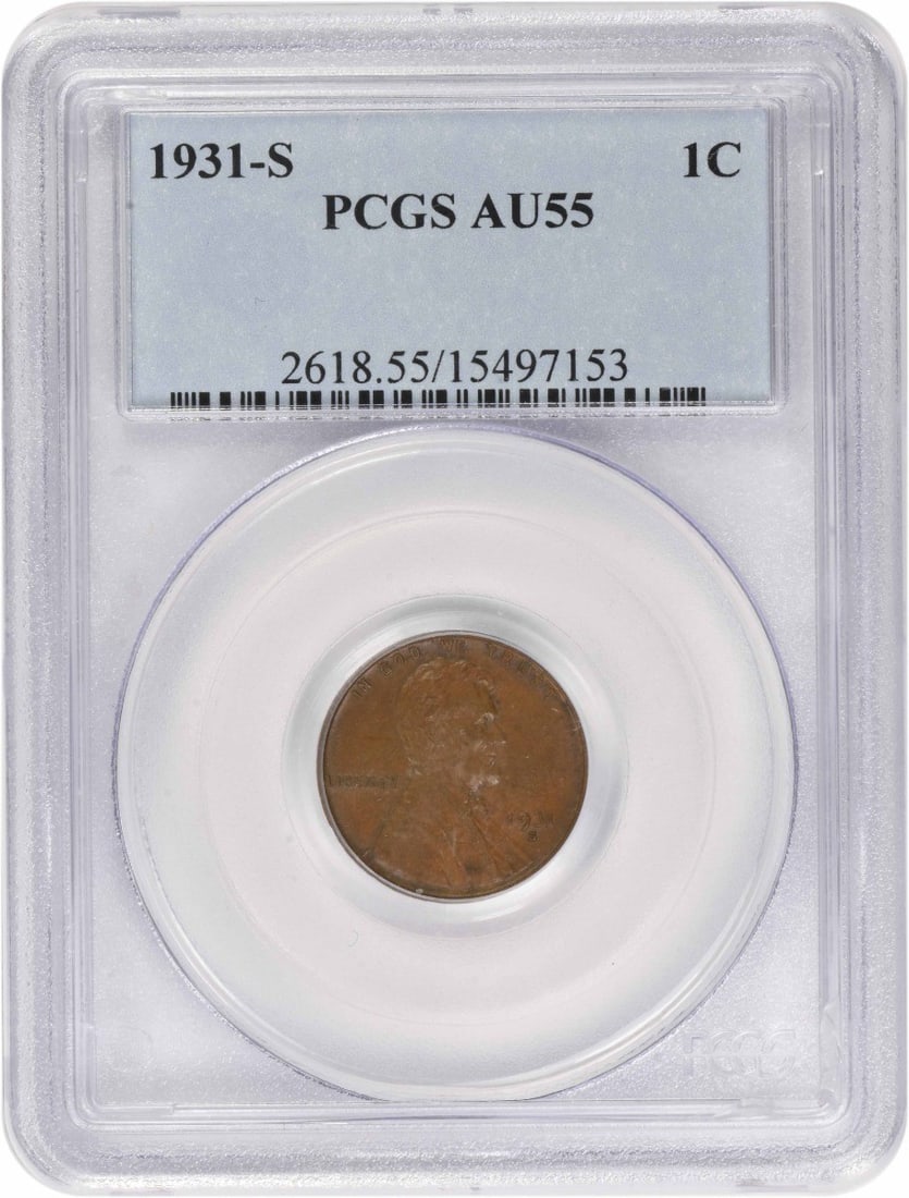 PCGS AU55 1931 S Lincoln Wheat Small Cent (1 of 2)