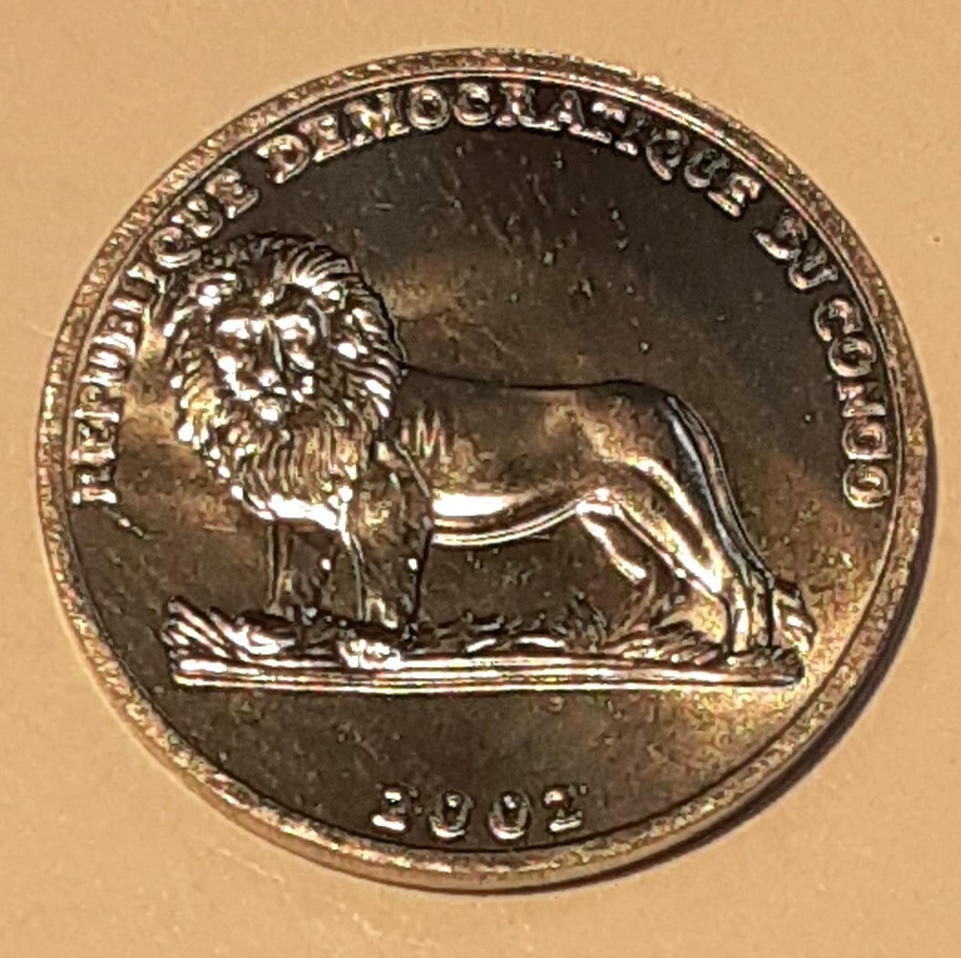 Roll of 45 Congo 25 Centimes Aluminum Coins 2002 Animal Series Weasel Uncirculated (1 of 3)