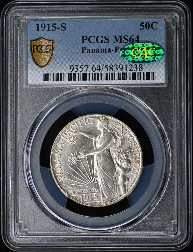 1915-S Panama Pacific 50C PCGS MS64 CAC Silver Commemorative (1 of 3)