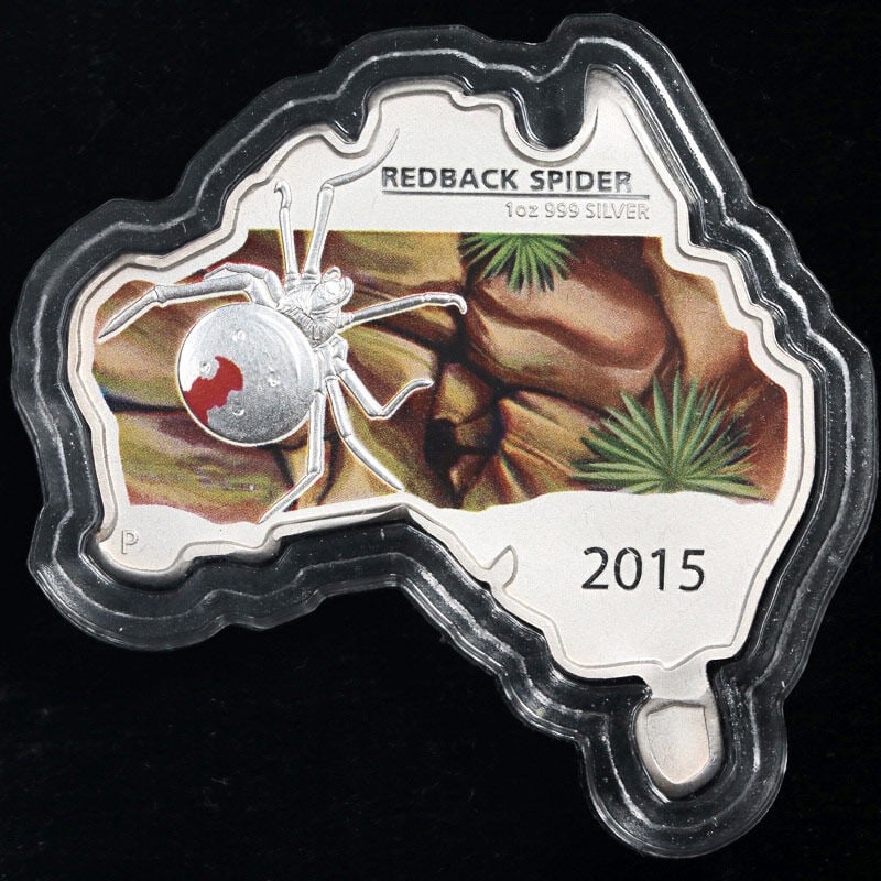 2015 Australia 1 Ounce Silver Redback Spider Map Coin OGP COA (1 of 3)