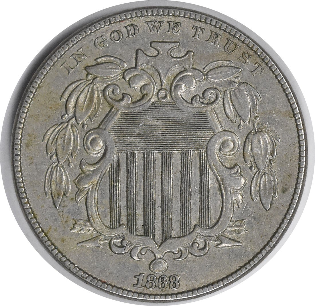 1868 Shield Nickel AU Uncertified 5C by Longacre Philadelphia (1 of 2)