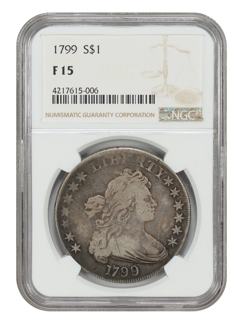 1799 Draped Bust Dollar $1 NGC Fine 15 Large Eagle (1 of 4)