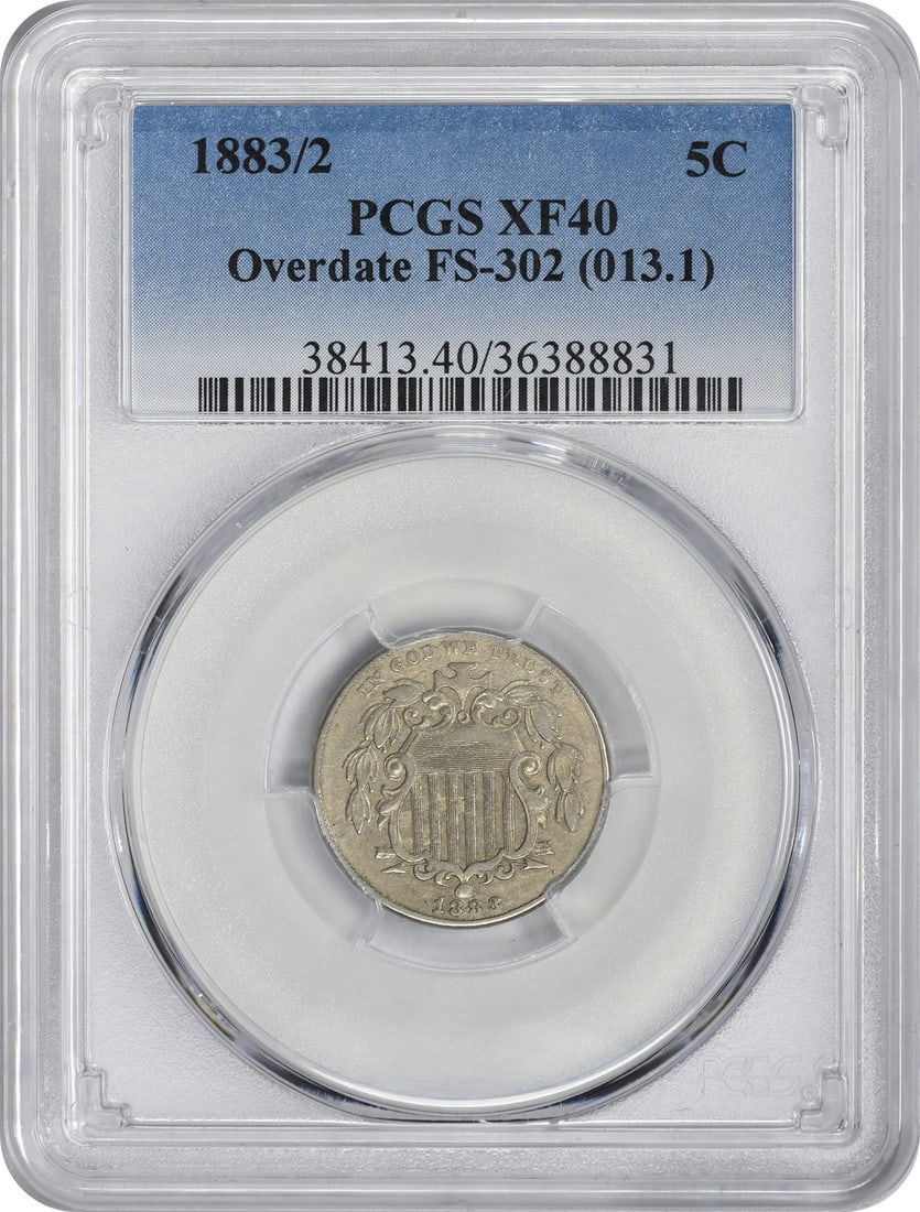 1883 Shield Nickel Overdate EF40 PCGS Certified Coin (1 of 3)