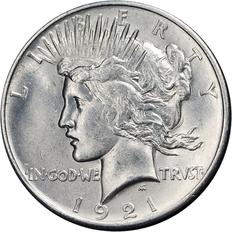 1921 Silver Peace Dollar Uncirculated Brilliant White Coin (1 of 2)