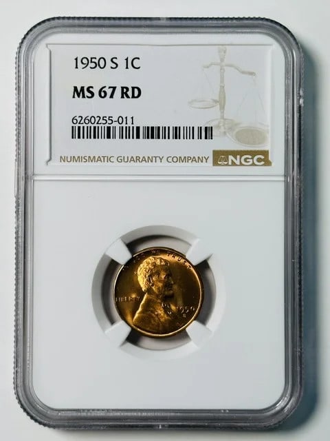 1950 San Francisco Lincoln Cent NGC MS67 Red (1 of 2)