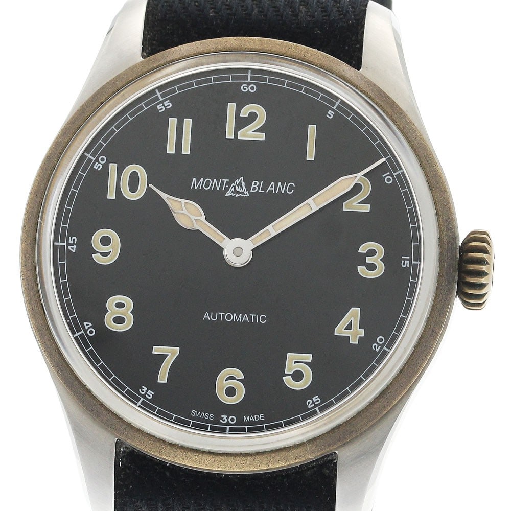 Montblanc 1858 Automatic Men's Wristwatch 117832: Montblanc 1858 Automatic Men's Wristwatch 117832 This Montblanc 1858 Automatic men's wristwatch features Swiss craftsmanship and a classic design. It is a pre-owned timepiece, offering reliable perfor