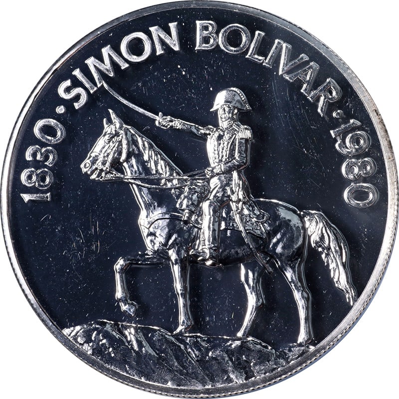 Panama 20 Balboa Silver 1980 Simon Bolivar NGC MS64 DPL (1 of 4)