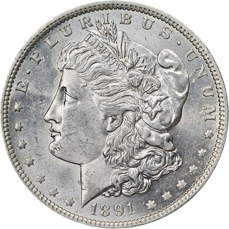1891 O Morgan Dollar Bright White BU+ (1 of 2)