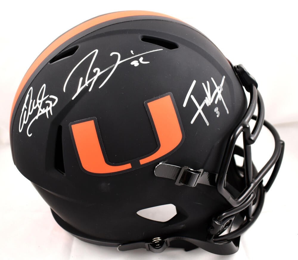 Miami Hurricanes F S Eclipse Speed Helmet signed by Sapp Gore Lewis BAS (1 of 7)