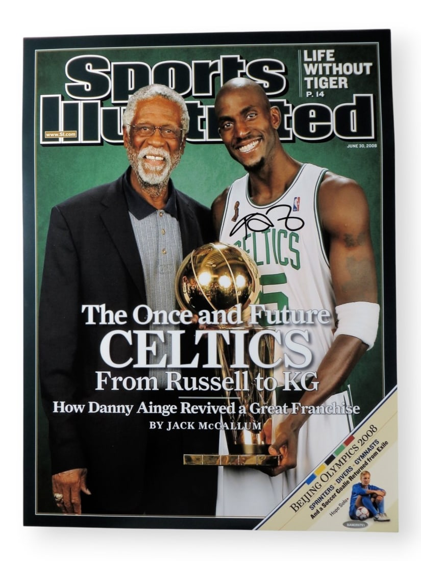 Kevin Garnett autographed 15X20 SI cover photo Upper Deck COA: Kevin Garnett autographed 15X20 SI cover photo Upper Deck COA Autographed 15 x 20 photo featuring Kevin Garnett, identified as an original item and associated with the Boston Celtics. It comes with a 