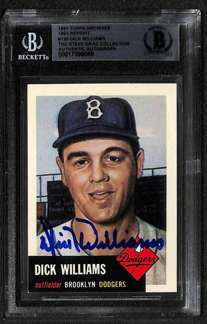 Beckett Authenticated Dick Williams 1953 Reprint Dodgers Signed Card (1 of 1)