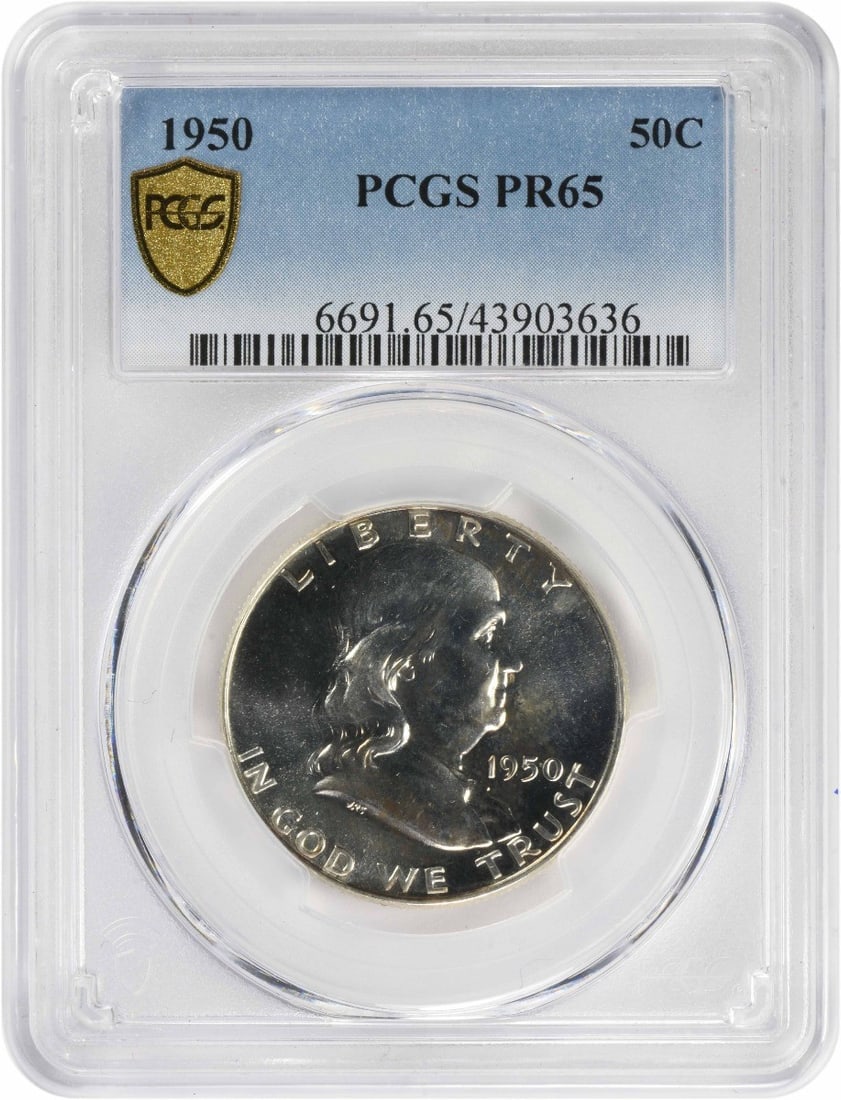 1950 Franklin Half Dollar PR65 PCGS 90% Silver Proof Coin (1 of 2)