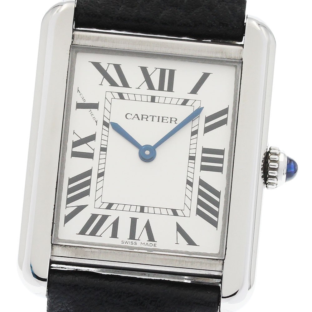 Cartier Tank Solo SM Women's Quartz Silver Dial Leather Watch: Cartier Tank Solo SM Women's Quartz Silver Dial Leather Watch This Cartier Tank Solo Small Model wristwatch features a stainless steel case, a leather strap, and a silver dial. Powered by a quartz mov