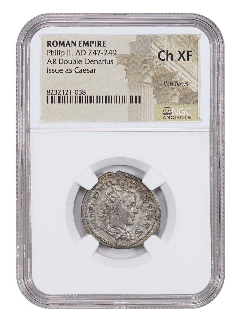NGC Ch XF Ancient Roman Philip II AR Double Denarius AD 247-249 (1 of 4)
