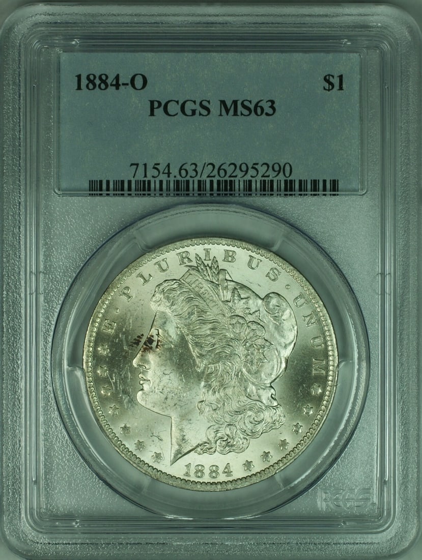 PCGS MS63 1884 O Morgan Silver Dollar: PCGS MS63 1884 O Morgan Silver Dollar This is an 1884-O Morgan Silver Dollar from the United States, graded MS63 by PCGS. The coin is uncirculated and was minted in New Orleans. It is composed of silv