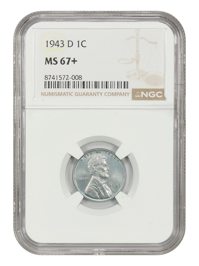 NGC MS67+ 1943-D Lincoln Wheat Cent 1C Steel (1 of 4)