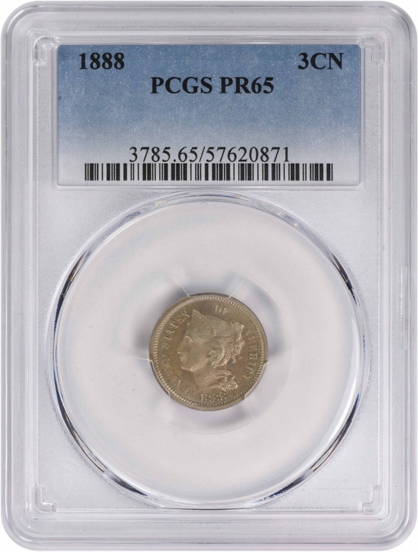 Proof 1888 Three Cent Nickel Coin Graded PR65 by PCGS (1 of 2)