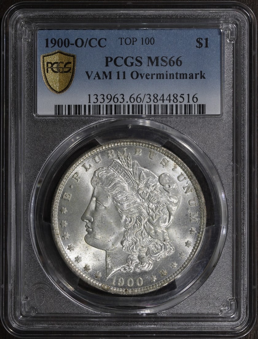 PCGS MS66 Morgan Dollar 1900-O CC VAM 11 Overmintmark: PCGS MS66 Morgan Dollar 1900-O CC VAM 11 Overmintmark This is a 1900-O/CC Morgan Silver Dollar featuring the VAM 11 overmintmark variety. Graded MS66 by the Professional Coin Grading Service (PCGS), t