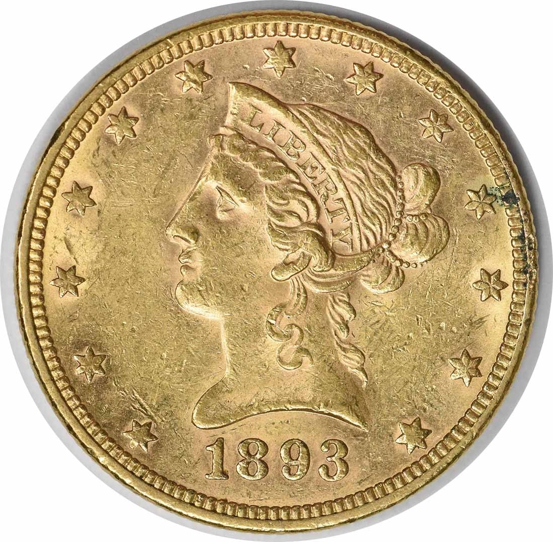 1893 $10 Gold Liberty Head Coin by Christian Gobrecht Uncertified: 1893 $10 Gold Liberty Head Coin by Christian Gobrecht Uncertified This 1893 $10 Gold Liberty Head coin features a classic design by Christian Gobrecht and is a remarkable piece for collectors. Struck 