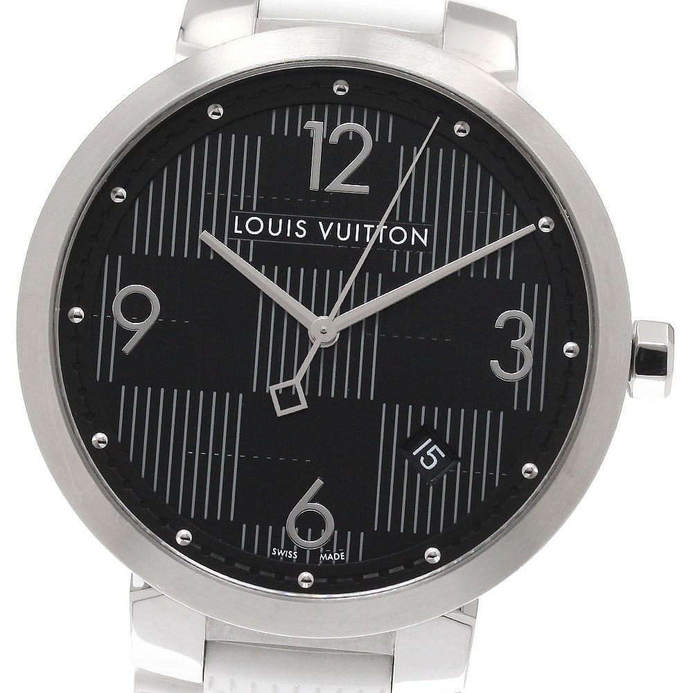 Louis Vuitton Tambour Slim Damier Graphite Quartz Men's Wristwatch: Louis Vuitton Tambour Slim Damier Graphite Quartz Men's Wristwatch This is a pre-owned Louis Vuitton Q1D07 Tambour Slim Damier Graphite Date Quartz wristwatch for men. The watch is crafted in Switzerl