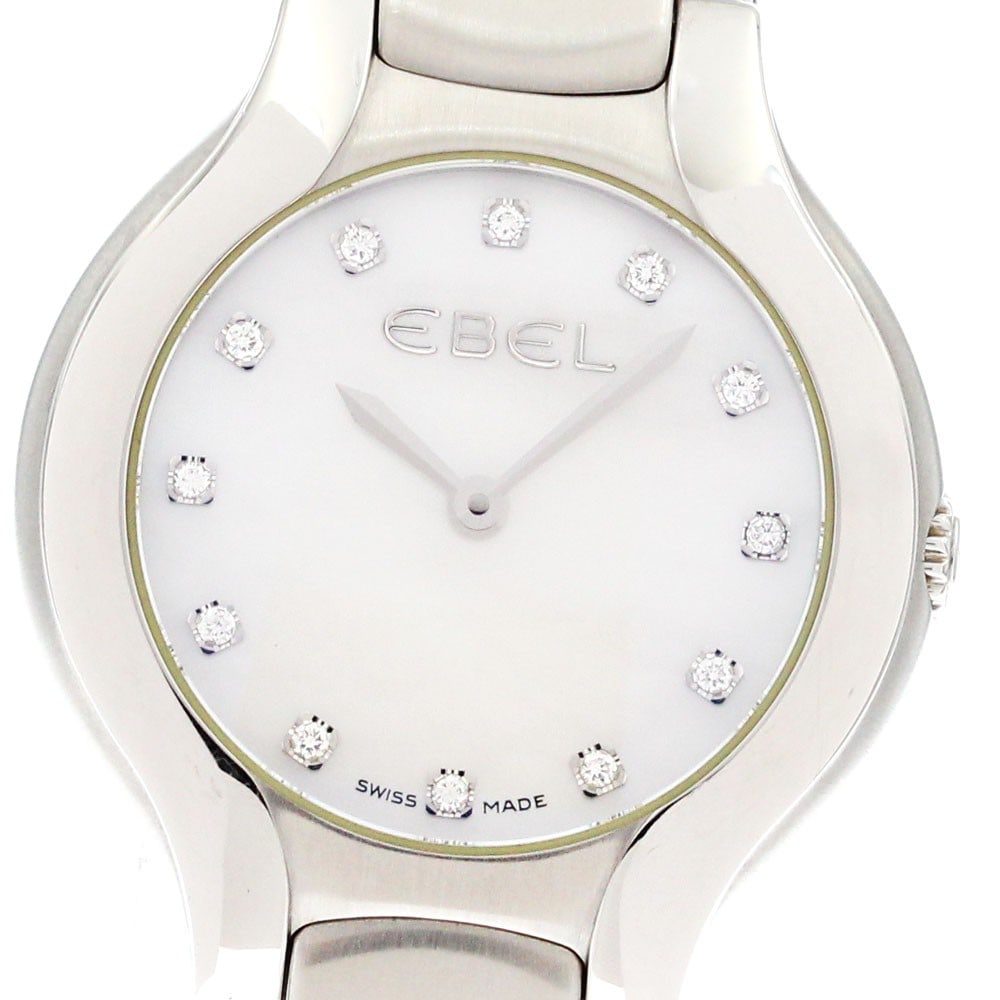 EBEL Beluga Quartz Ladies Stainless Steel Wristwatch White Shell Dial: EBEL Beluga Quartz Ladies Stainless Steel Wristwatch White Shell Dial This EBEL Beluga women's wristwatch features a stainless steel case and bracelet, paired with a white shell dial. The watch is pow