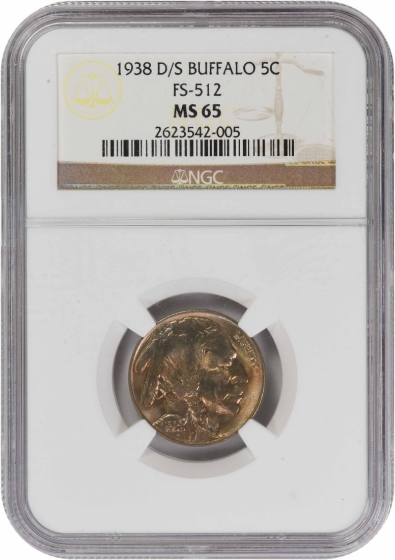 NGC MS65 1938 D over S Buffalo 5C FS-512 (1 of 2)