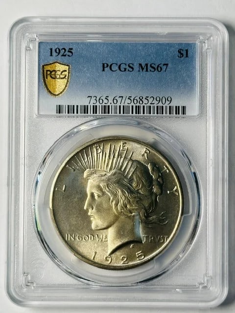 1925 Peace Dollar PCGS MS-67 Gold Hue Silver (1 of 4)