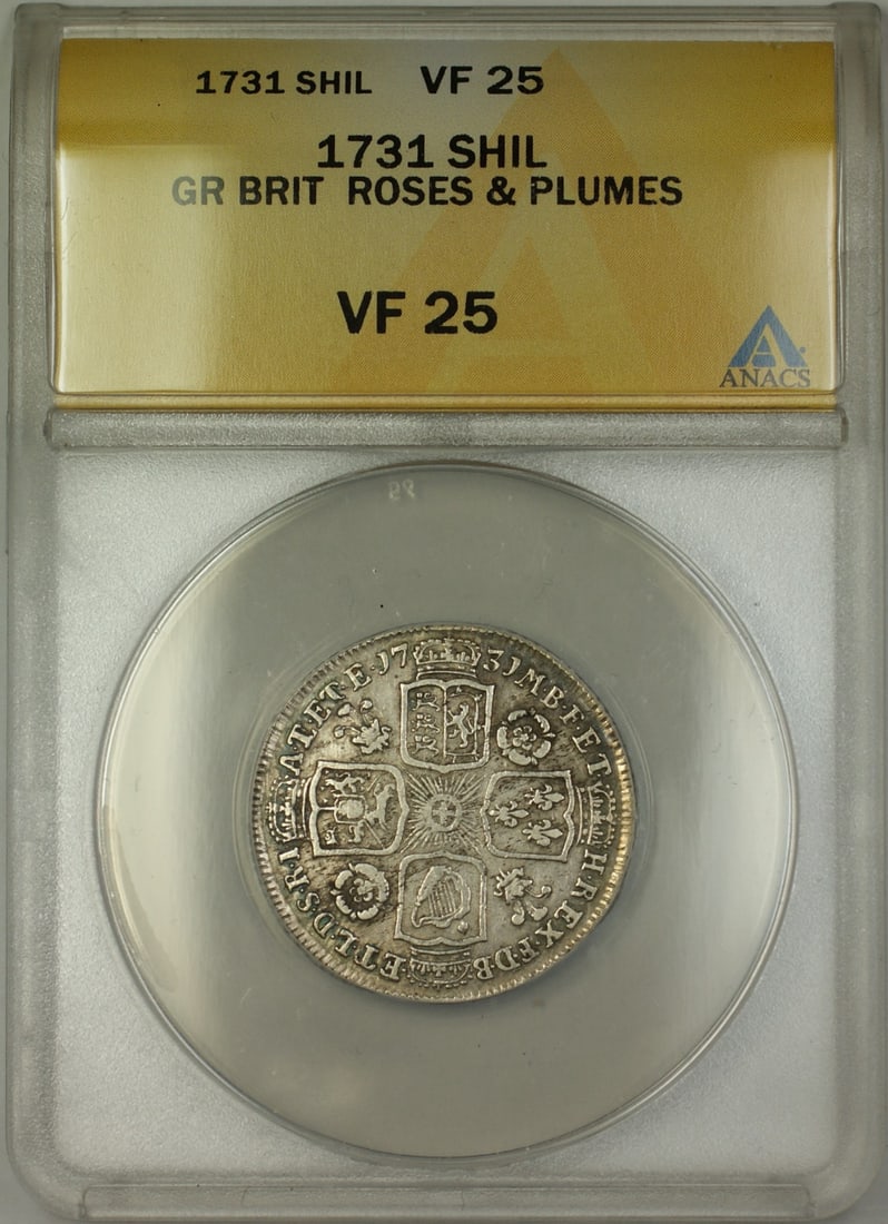Great Britain 1731 Silver Shilling George II ANACS Graded VF 25 (1 of 2)
